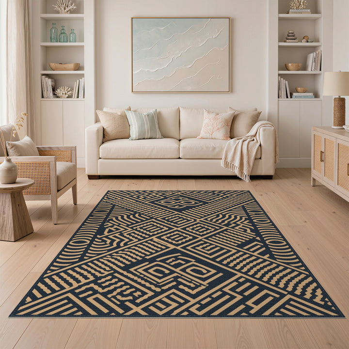 Brown and Tan Geometric Modern Area Rug