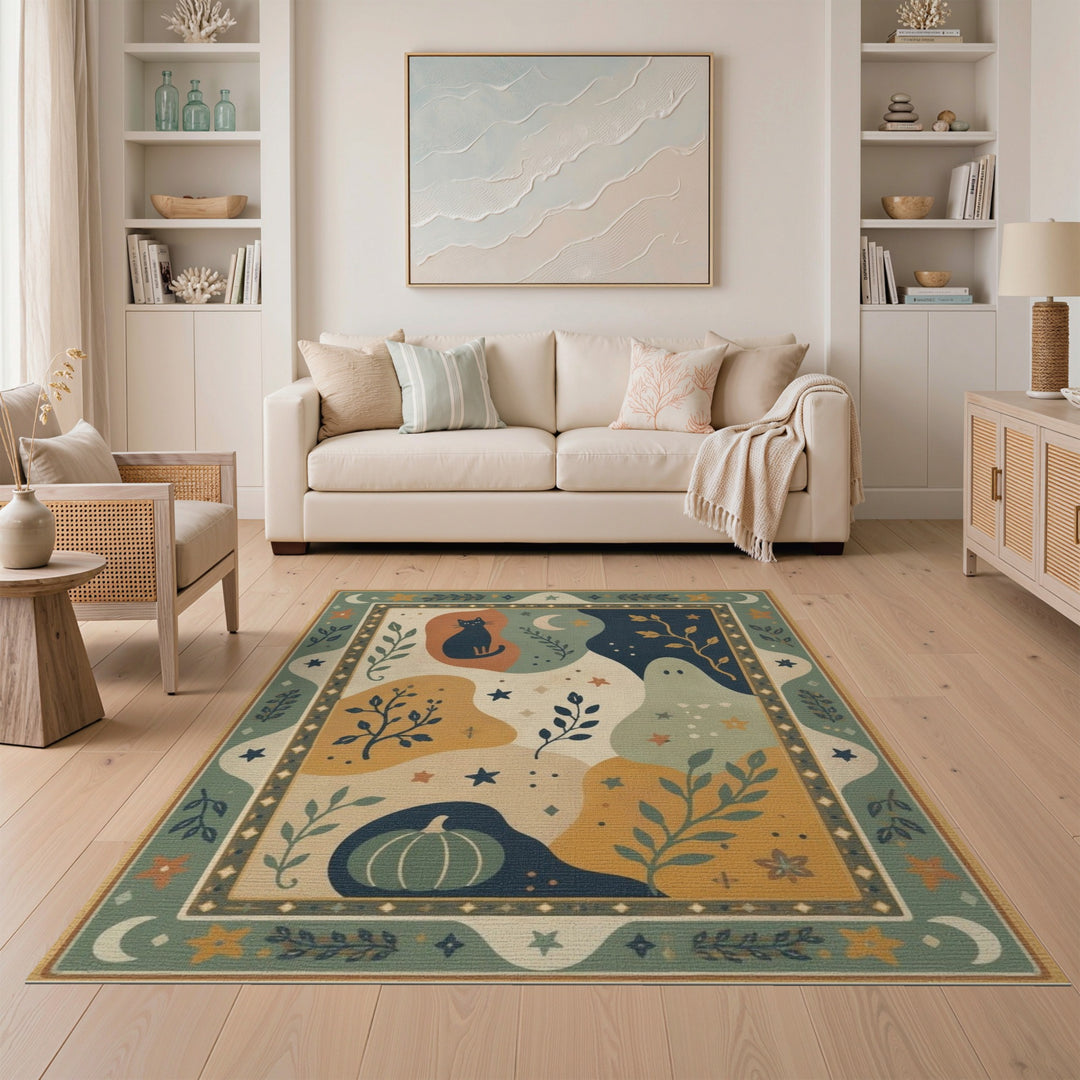 Whimsical Cat Ghost Kids Area Rug
