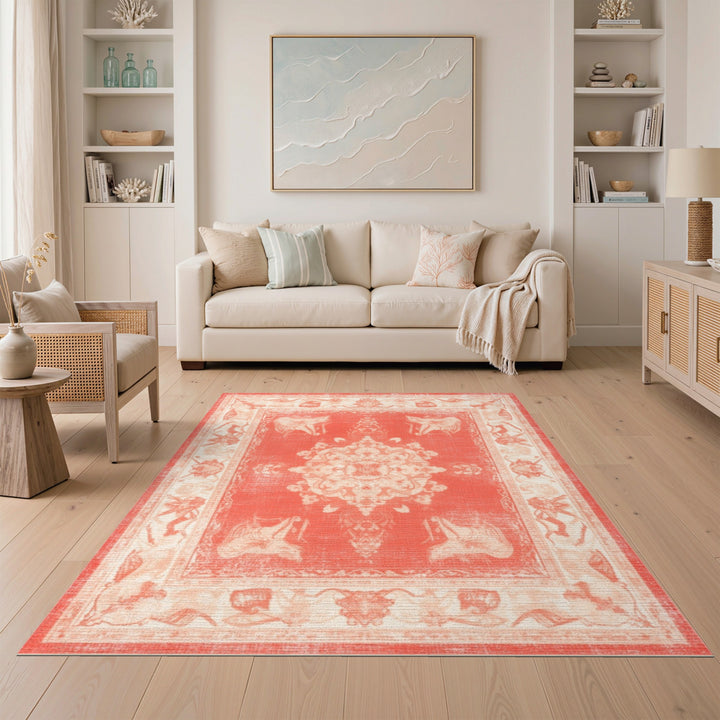 Red Elephant Medallion Persian Area Rug