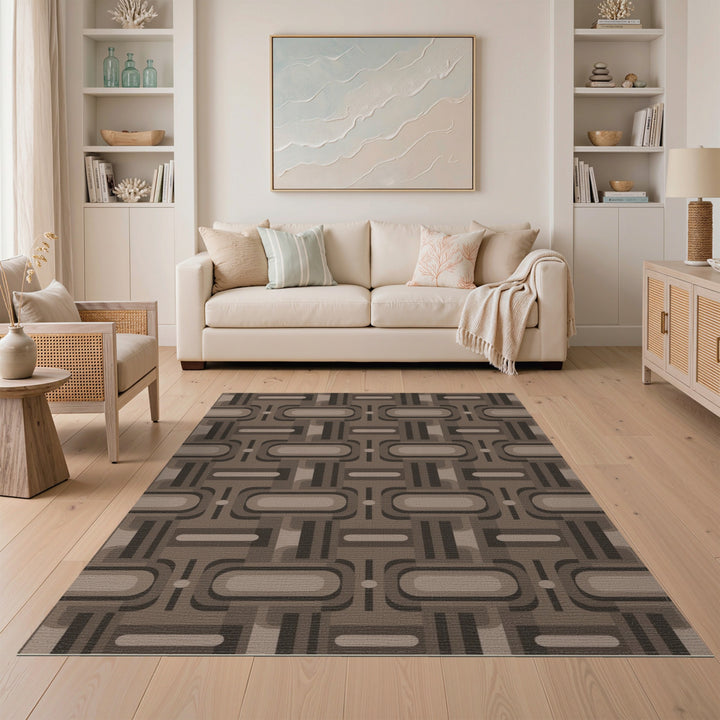 Modern Geometric Brown Area Rug