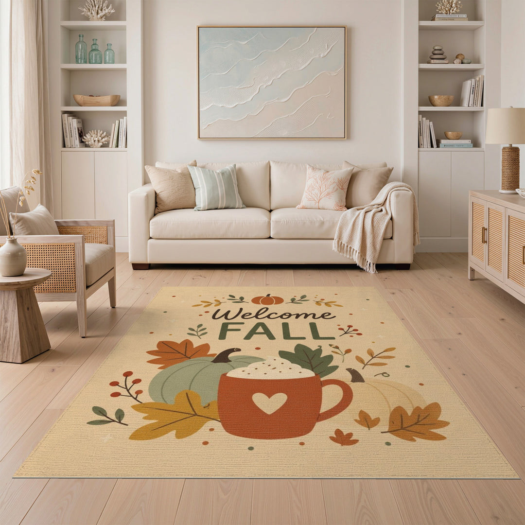 Welcome Fall Pumpkin Mug Area Rug