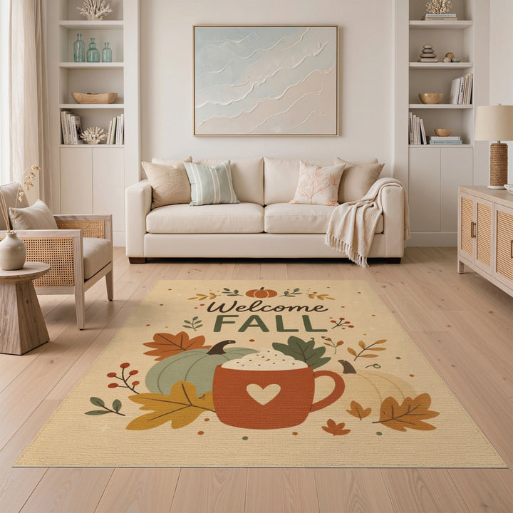 Welcome Fall Pumpkin Mug Area Rug
