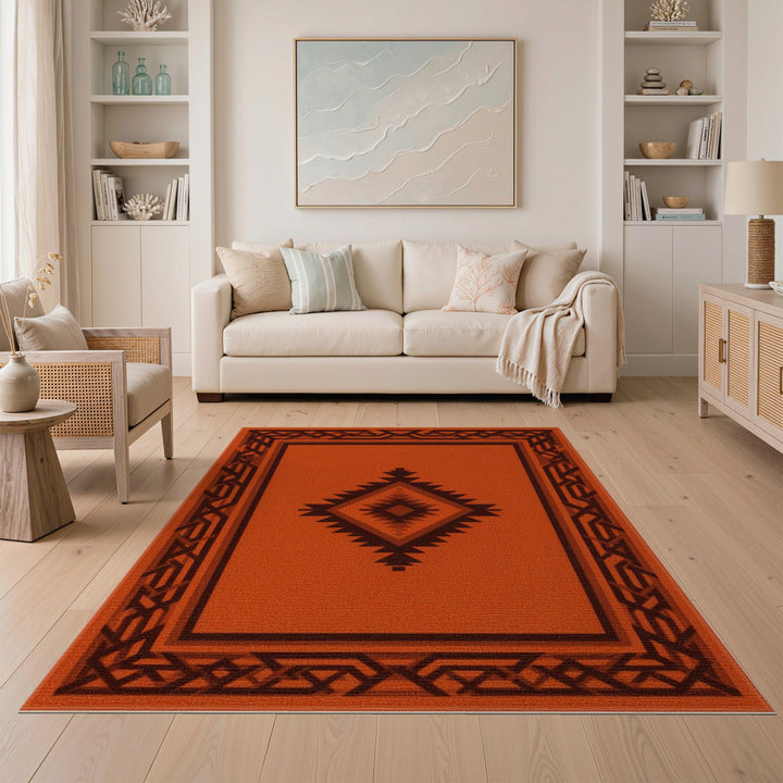 Southwestern Diamond Orange Southwestern Diamond Area Rug