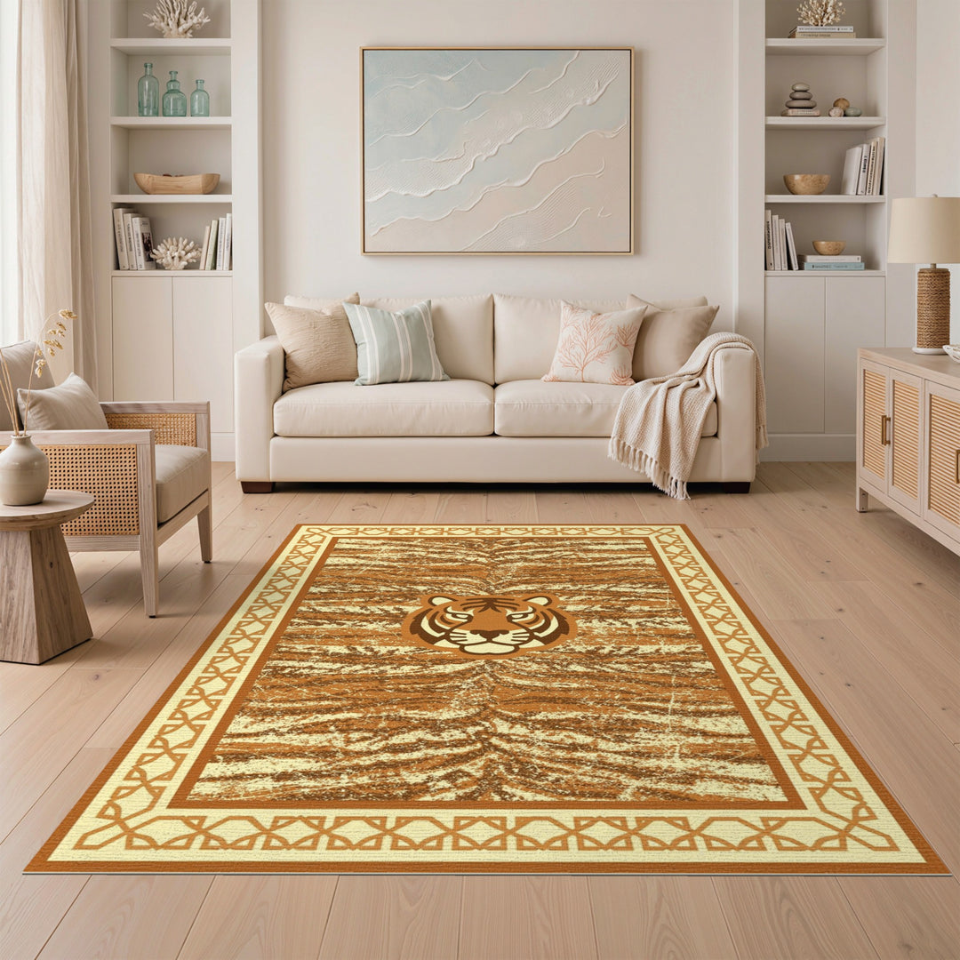 Distressed Tiger Stripe Area Rug