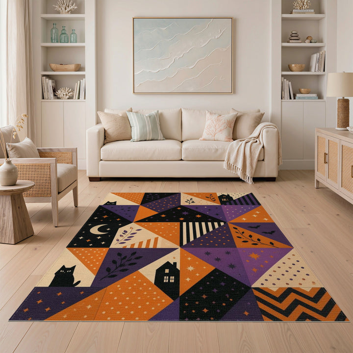 Multi-color and Patterns Halloween Geometric Patchwork Area Rug
