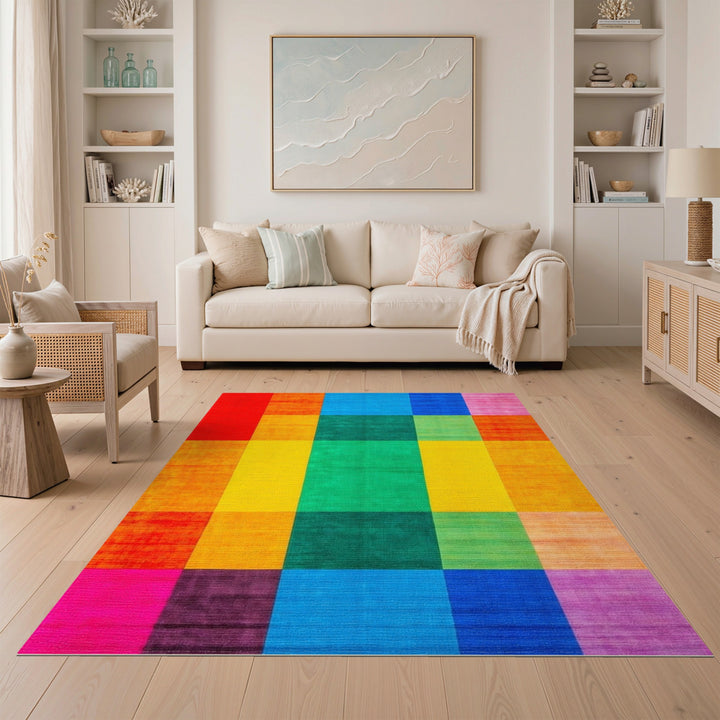 Vibrant Multi-Color Geometric Area Rug