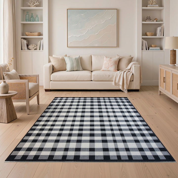 Checkered Geometric Modern Black White Checkered Area Rug
