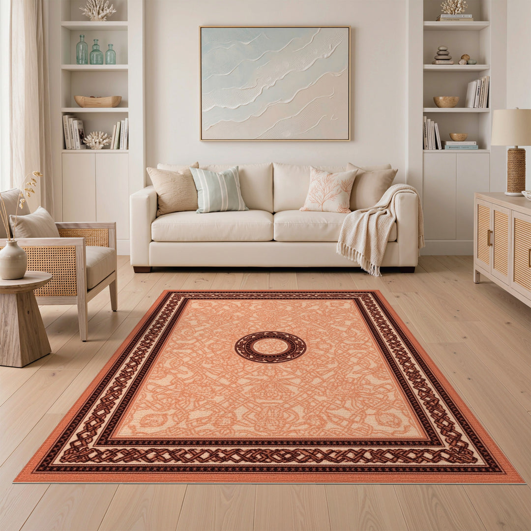 Orange Traditional Persian Orange Traditional Persian Medallion Rug