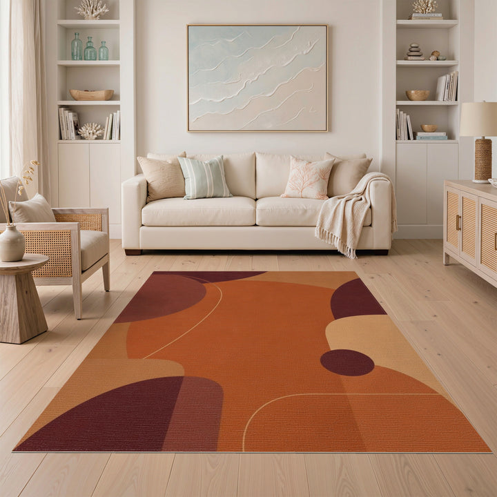 Orange Abstract Circle Area Rug