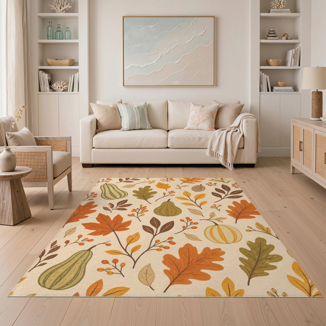 Orange Fall Harvest Pumpkin Area Rug