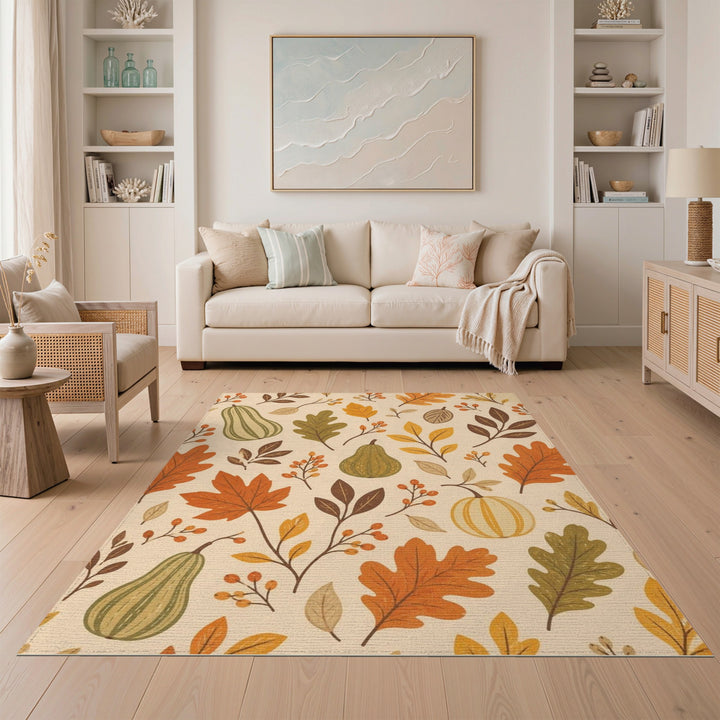 Orange Fall Harvest Pumpkin Area Rug