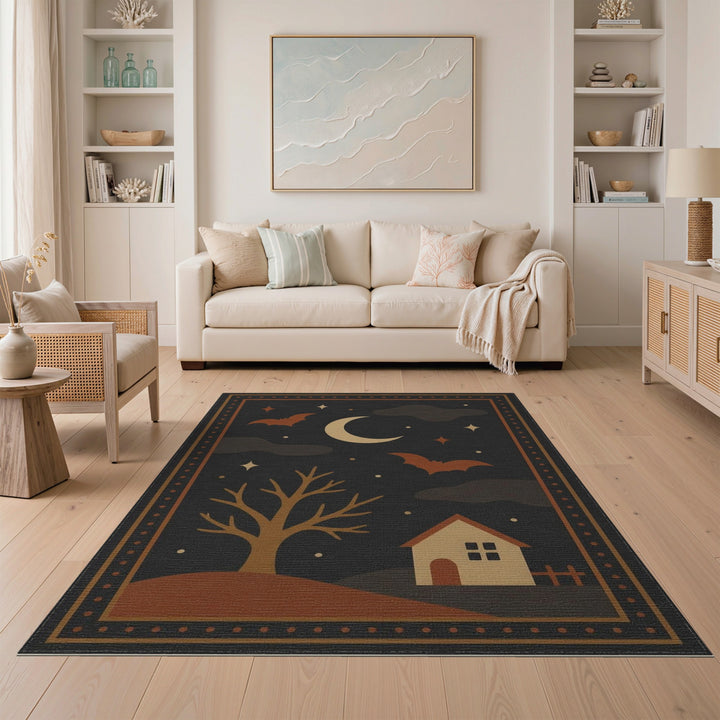 Moonlit Bats Cottage Area Rug
