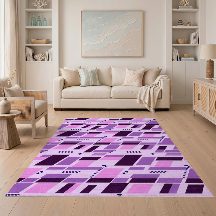 Purple Geometric Arrow Area Rug