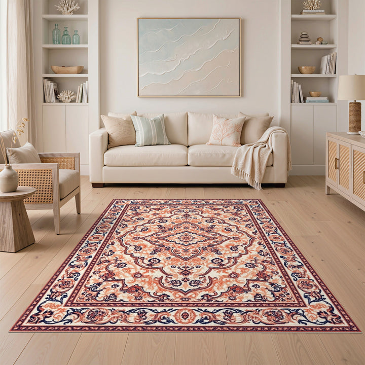 Red Traditional Persian Medallion Area Rug