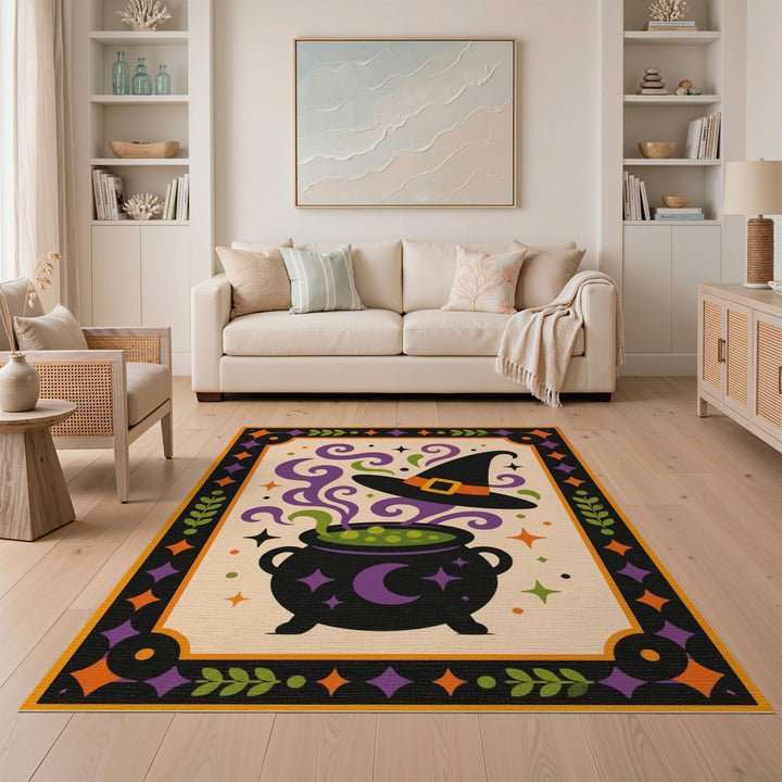 Witch Cauldron Purple Magic Area Rug