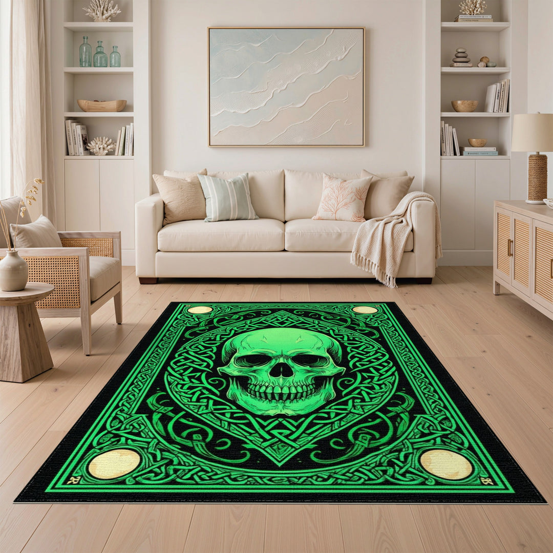 Green Skull Heritage Area Rug
