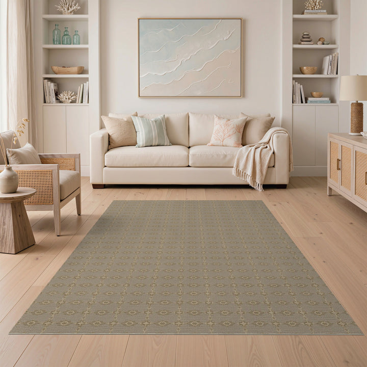Beige Geometric Lattice Area Rug