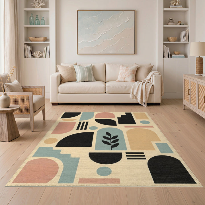 Multi-color and Patterns Modern Geometric Beige Area Rug