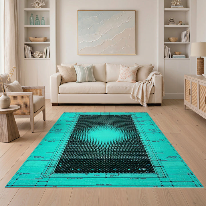 Diamond Teal Geometric Diamond Area Rug