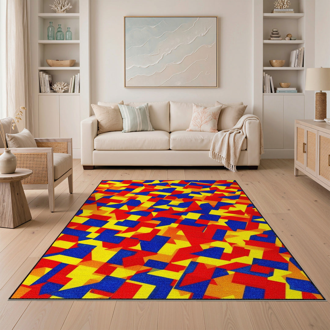 Vibrant Geometric Multi-Color Area Rug