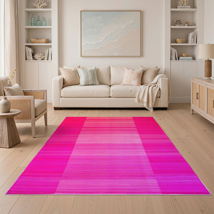 Pink Striped Geometric Modern Area Rug