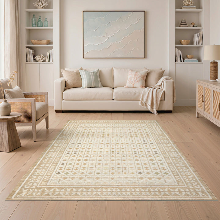 Beige Geometric Diamond Area Rug