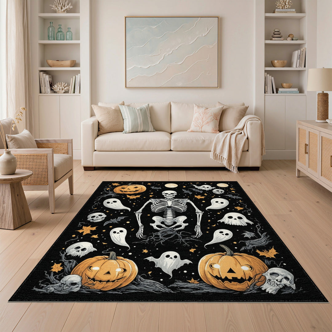 Spooky Skeleton Halloween Area Rug