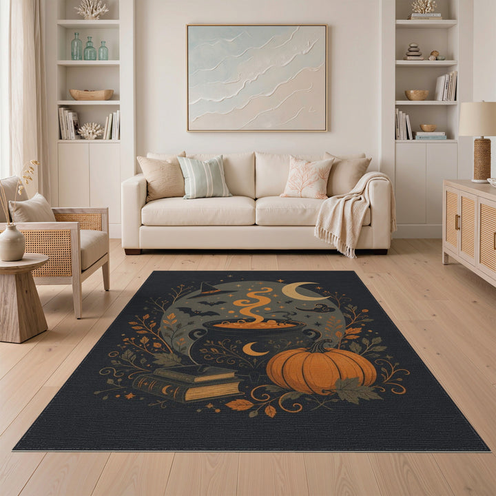 Whimsical Witch Cauldron Halloween Area Rug