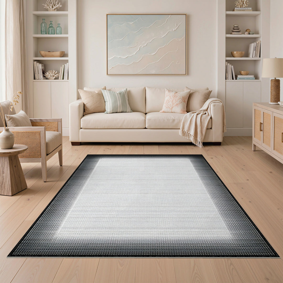 Black White Geometric Area Rug