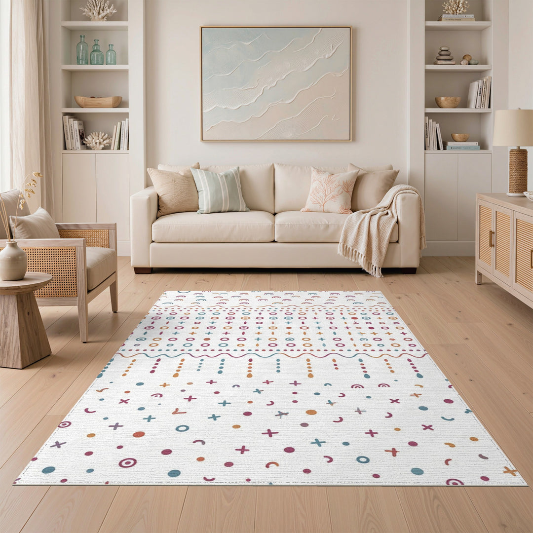 Rainbow Geometric Multi-Color Washable Area Rug