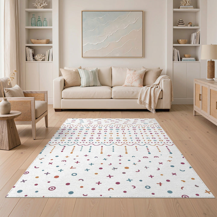 Rainbow Geometric Multi-Color Washable Area Rug