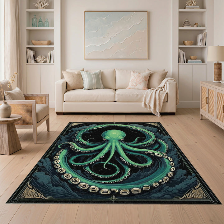 Green Octopus Swirl Area Rug