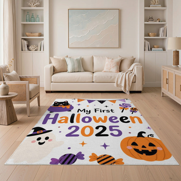 Kids Cartoon Multi-color and Patterns My First Halloween 2025 Kids Area Rug