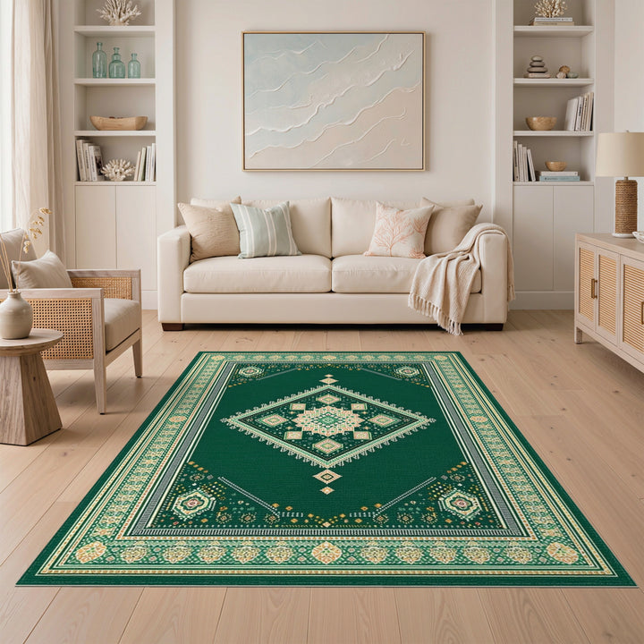 Green Diamond Medallion Area Rug
