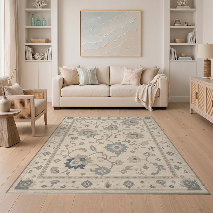 Beige Vintage Floral Vintage Area Rug