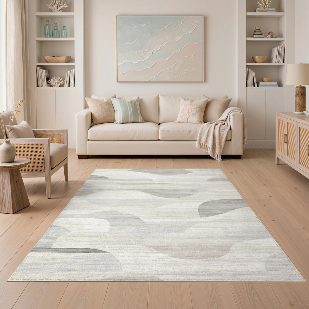Wave Abstract Wave Neutral Area Rug