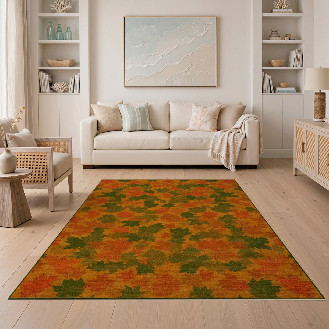 Autumn Maple Leaf Orange Area Rug