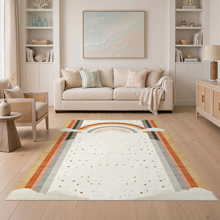 Earthy Rainbow Boho Area Rug