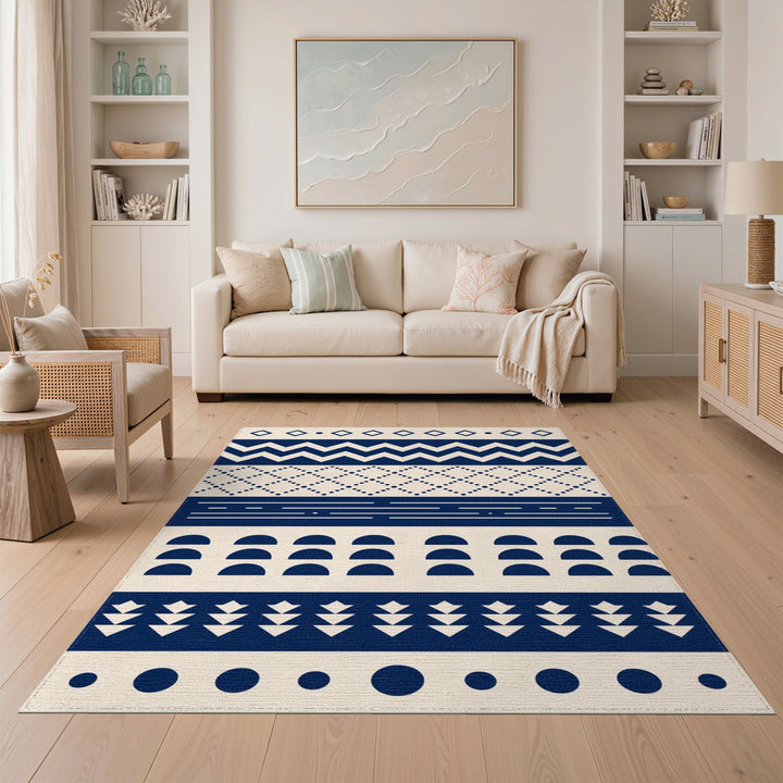 Navy Blue Geometric Area Rug