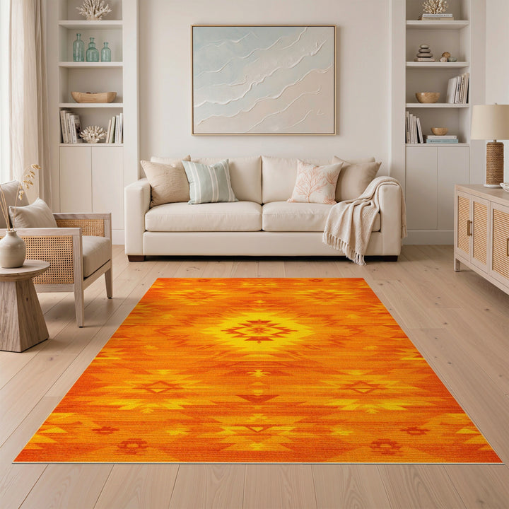 Orange Vivid Orange Southwestern Area Rug