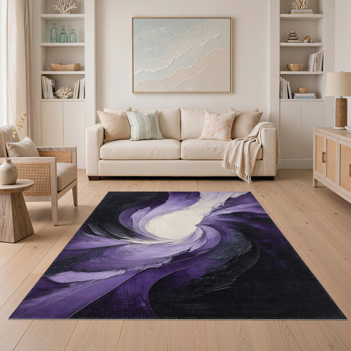 Abstract Area Purple Vortex Swirl Area Rug