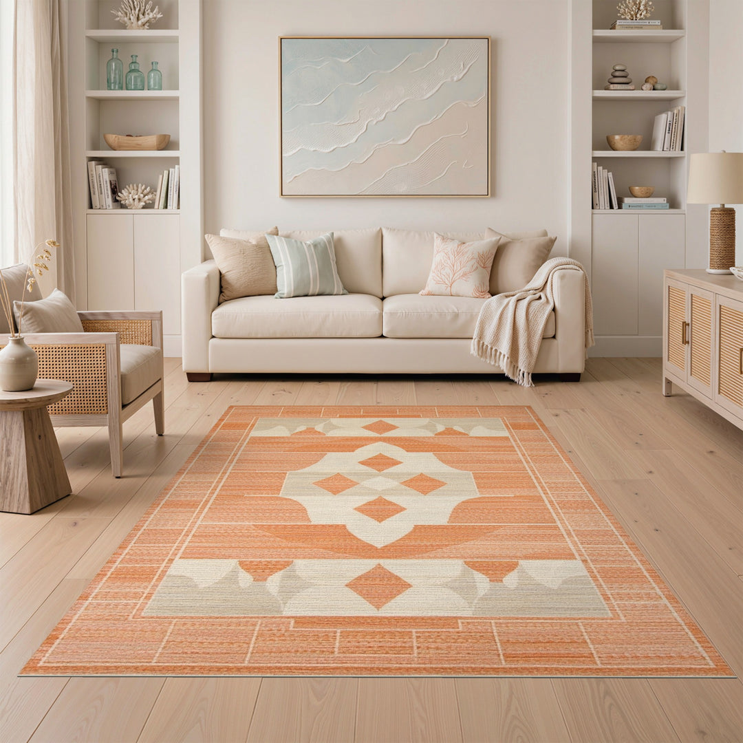 Geometric Modern Diamond Orange Geometric Diamond Area Rug