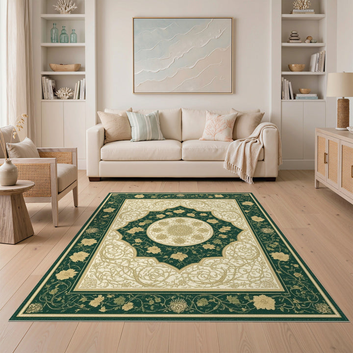 Traditional Persian Green Traditional Persian Floral Area Rug
