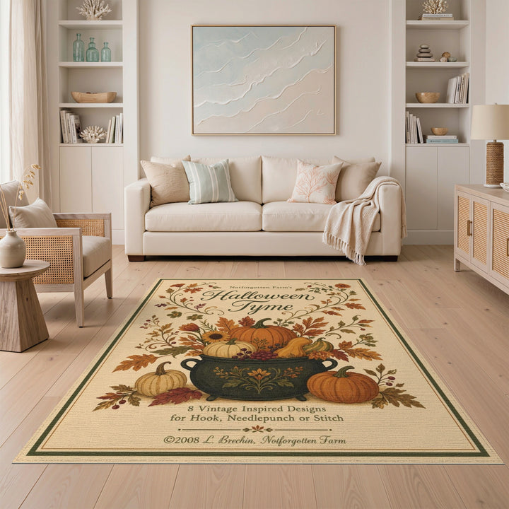 Vintage Pumpkin Cauldron Area Rug