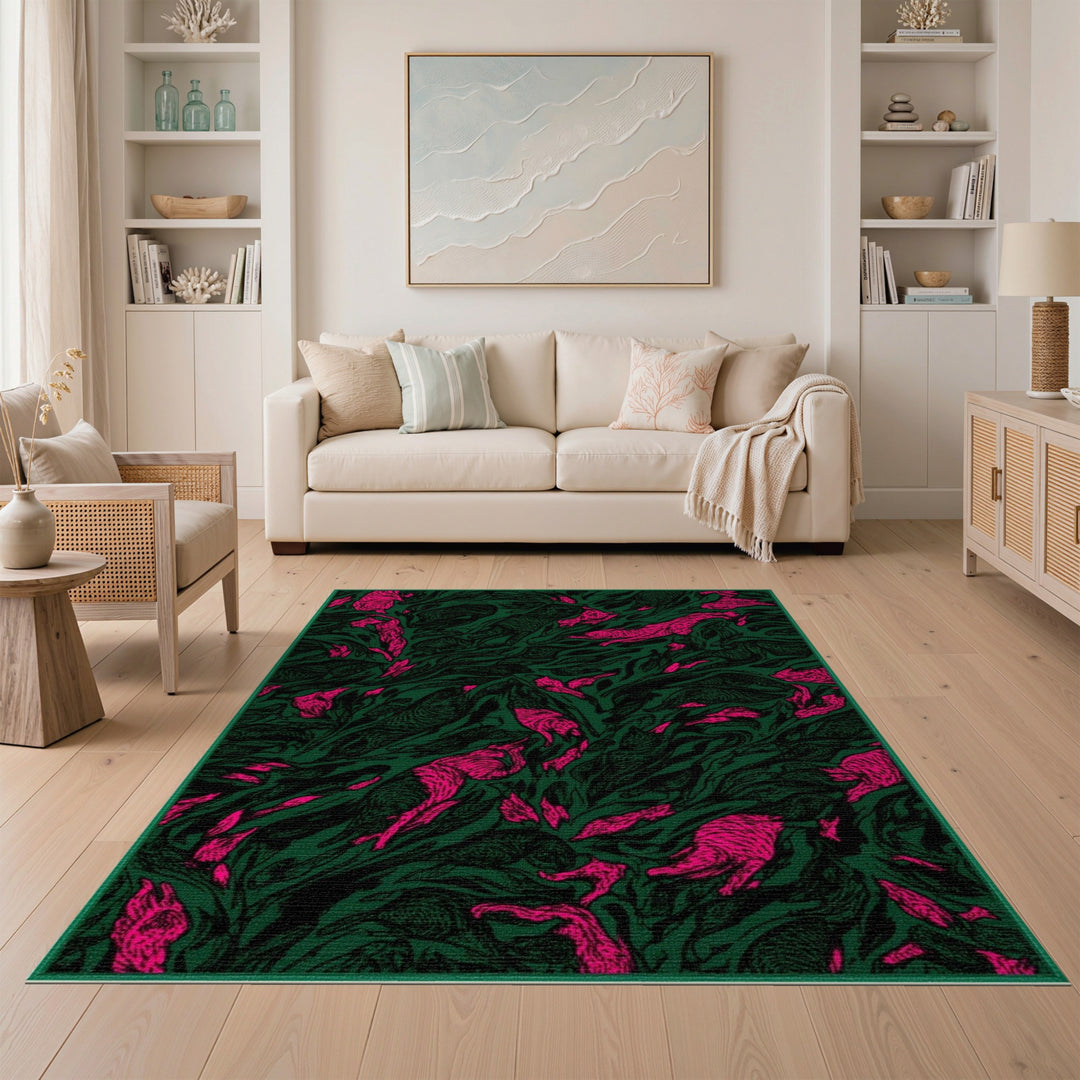 Pink Rabbit Swirl Area Rug