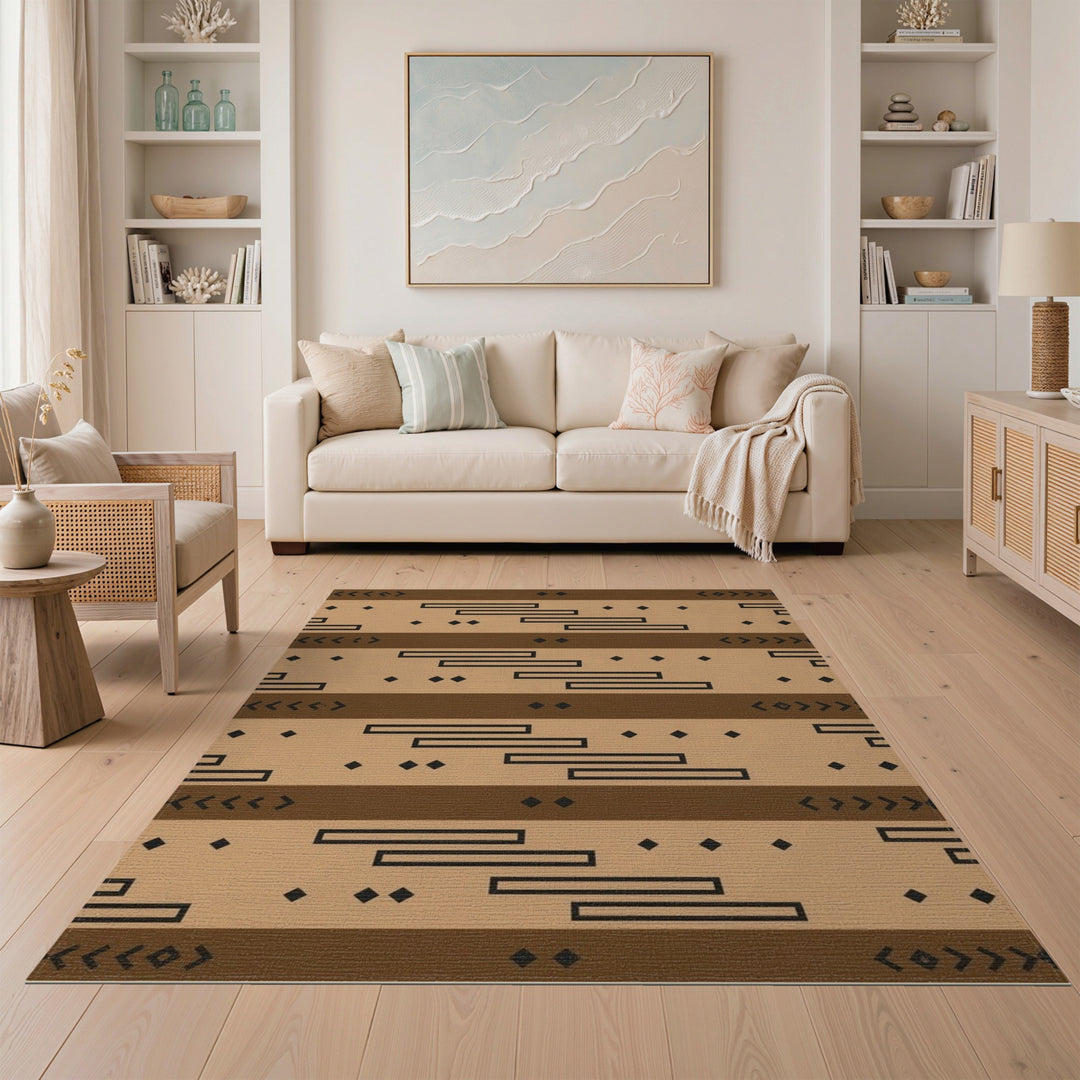 Heritage Brown Tan Tribal Area Rug