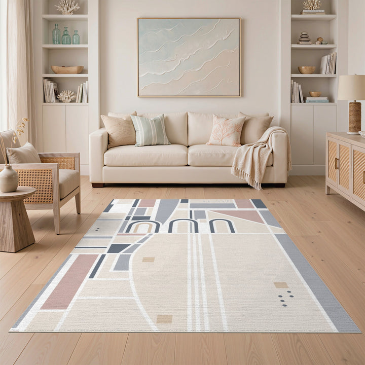 Neutral Geometric Arch Geometric Modern Area Rug