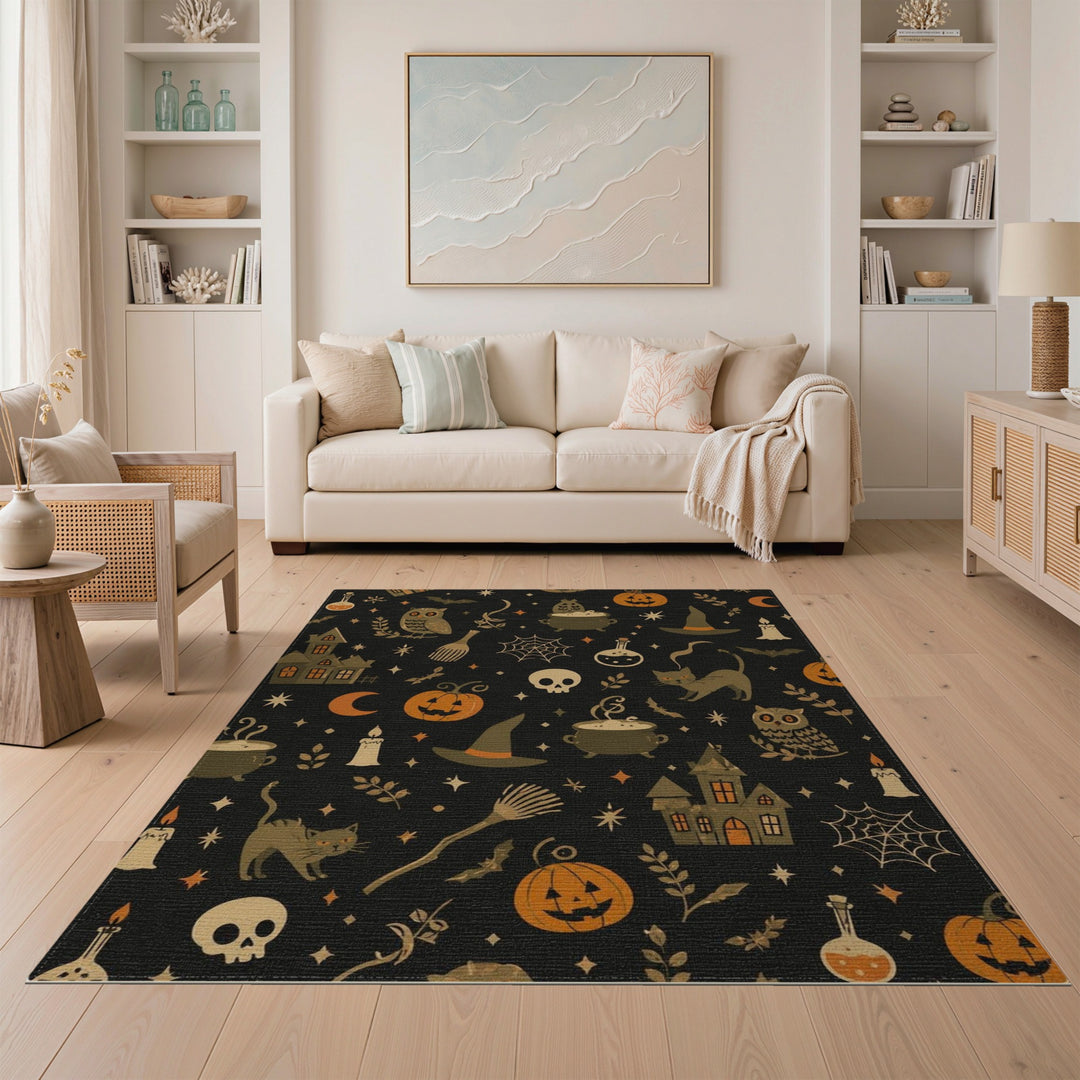 Spooky Halloween Icons Area Rug