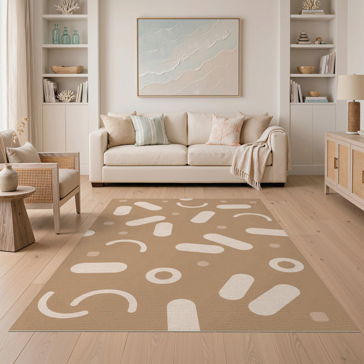 Abstract Brown Tan Area Rug
