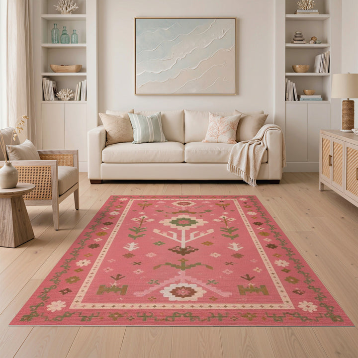 Pink Floral Heritage Area Rug